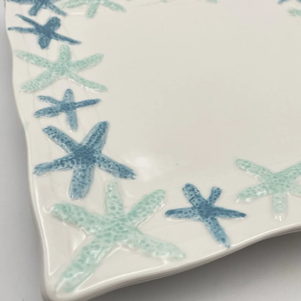 Coastal Home Cape Coral Starfish Square Dinner Plates 10.75